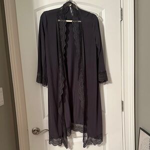 Tickled Teal Dark Gray Lace duster